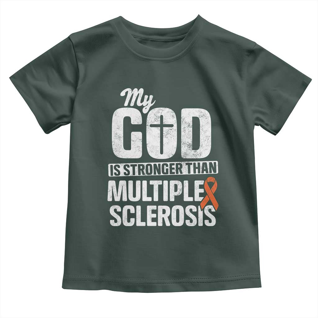 God Stronger Multiple Sclerosis Awareness Toddler T Shirt Orange Ribbon MS Support Squad