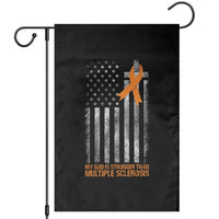 God Stronger Multiple Sclerosis Awareness Garden Flag Orange Ribbon Christian US USA Flag American Christ Cross - Wonder Print Shop