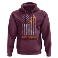 God Stronger Multiple Sclerosis Awareness Hoodie Orange Ribbon Christian US USA Flag American Christ Cross