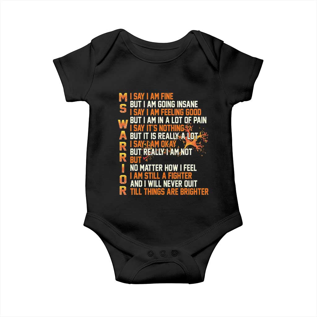 Multiple Sclerosis Awareness Baby Onesie Fight MS Orange Ribbon