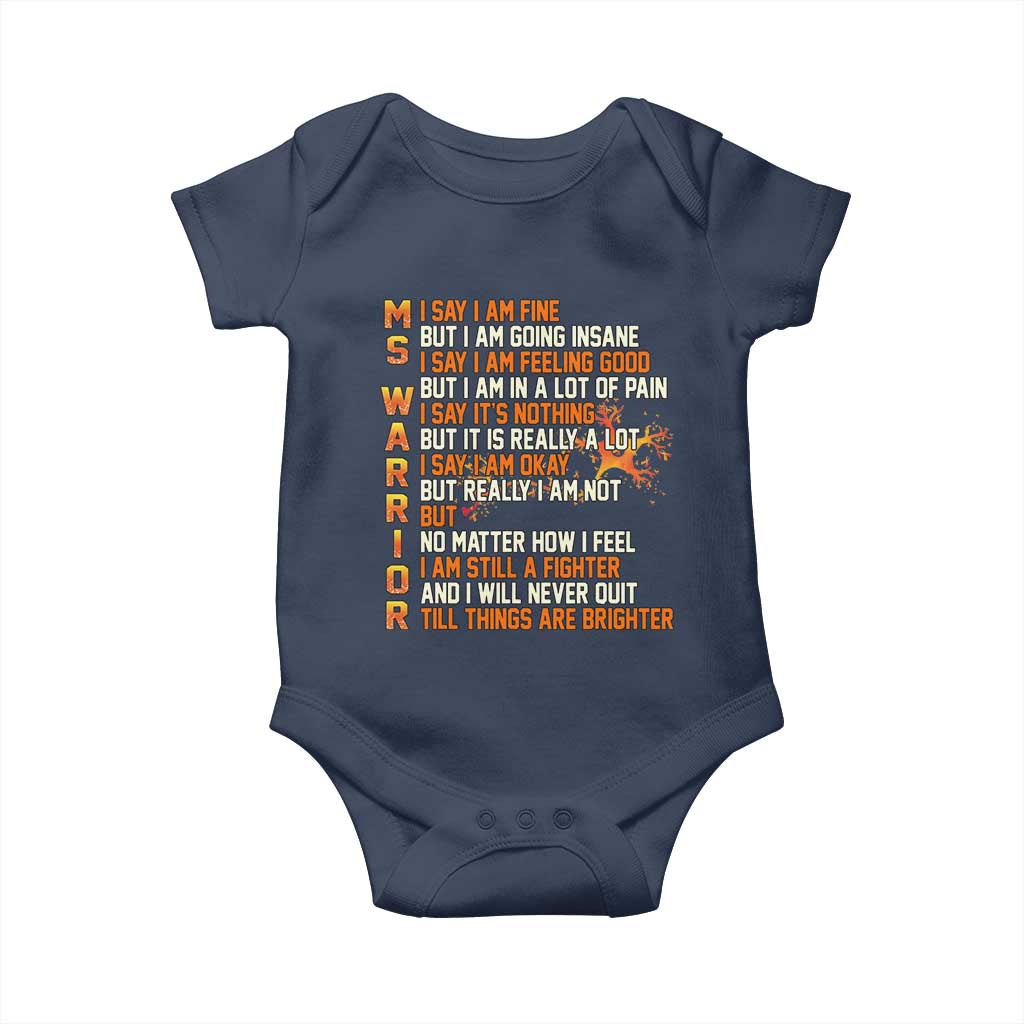 Multiple Sclerosis Awareness Baby Onesie Fight MS Orange Ribbon