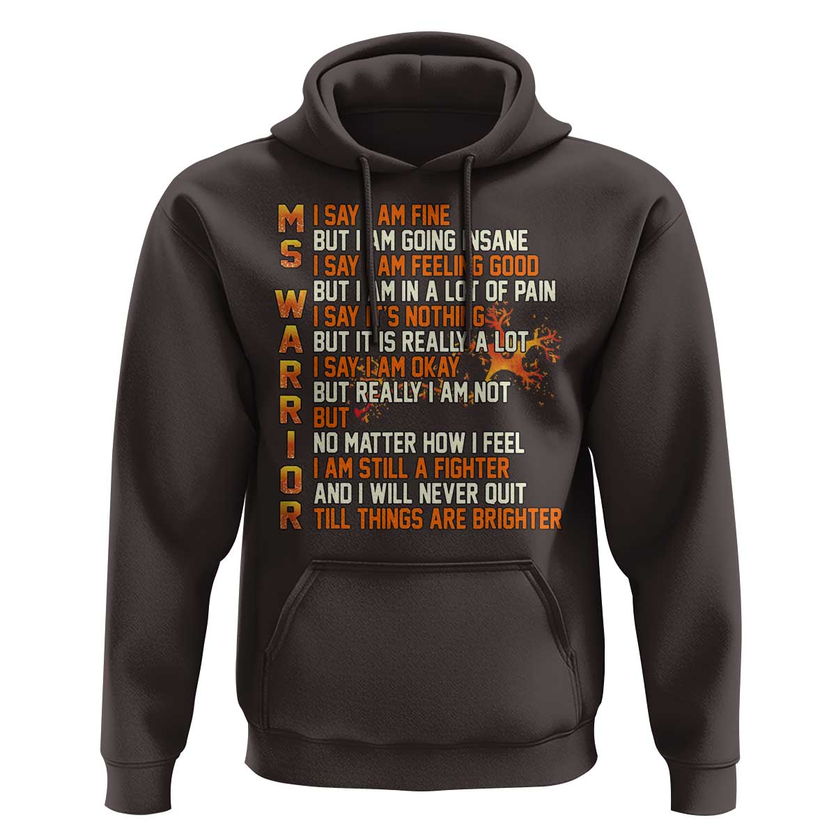 Multiple Sclerosis Awareness Hoodie Fight MS Orange Ribbon