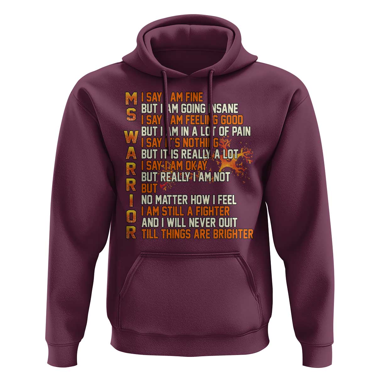 Multiple Sclerosis Awareness Hoodie Fight MS Orange Ribbon
