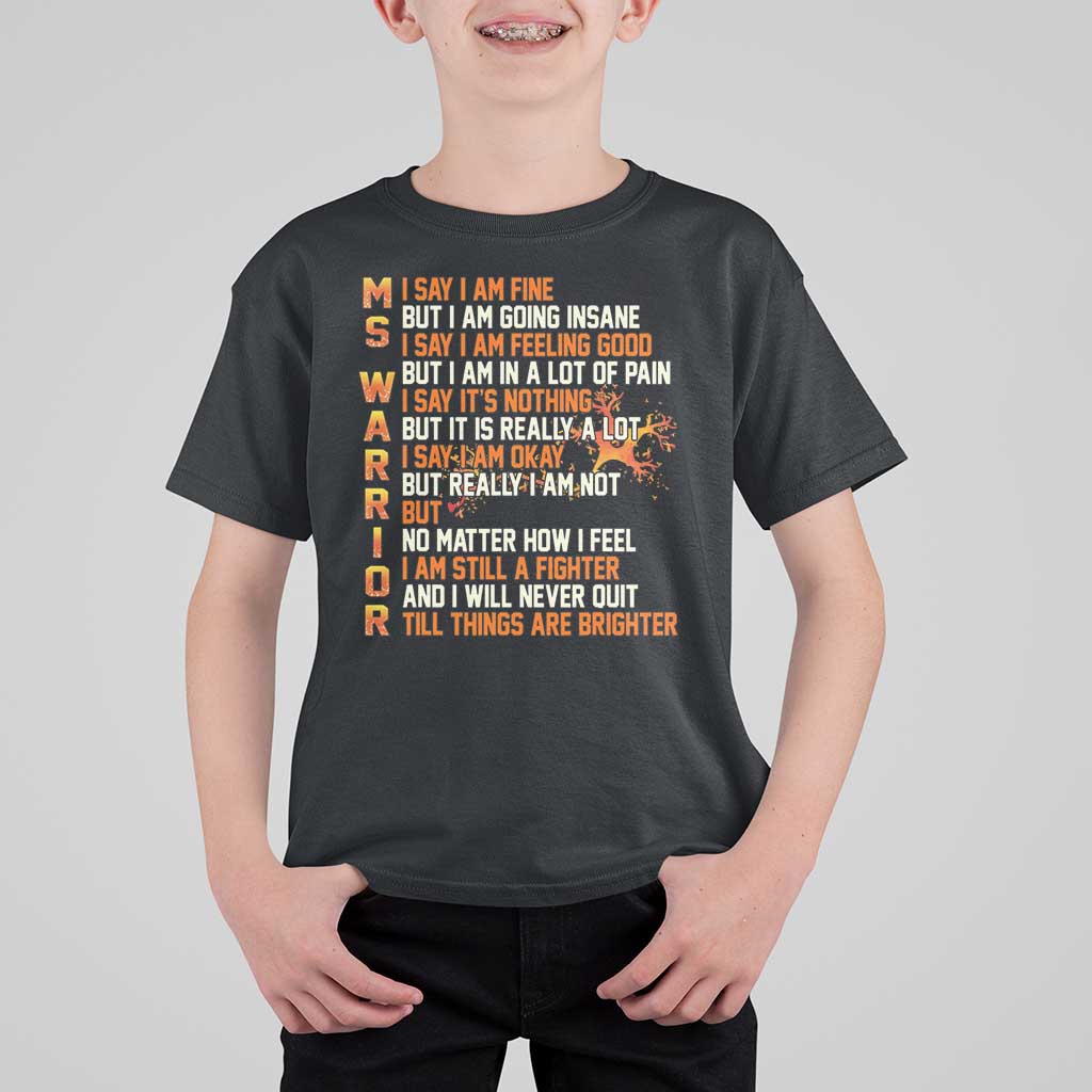 Multiple Sclerosis Awareness T Shirt For Kid Fight MS Orange Ribbon