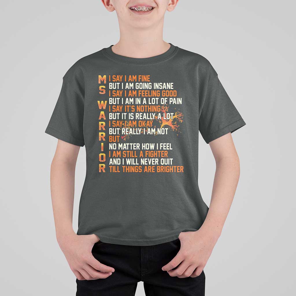 Multiple Sclerosis Awareness T Shirt For Kid Fight MS Orange Ribbon