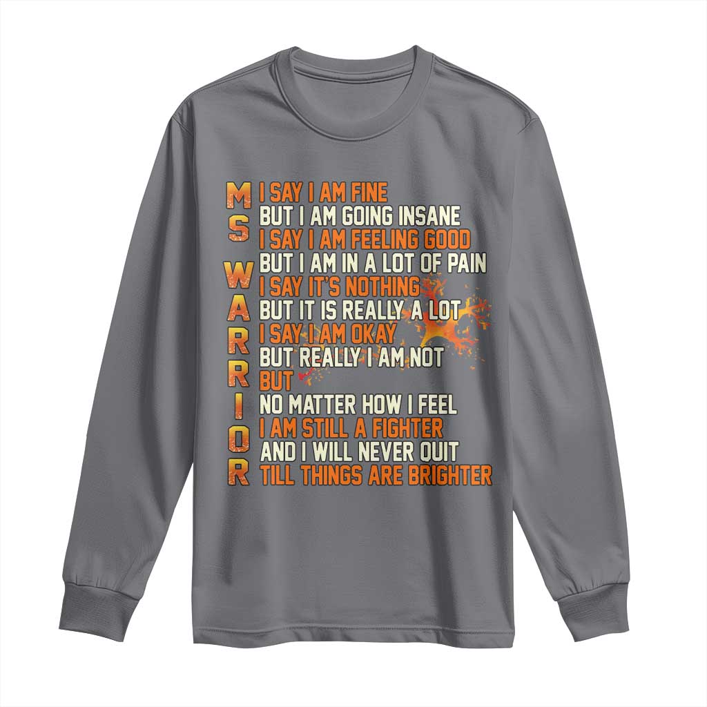 Multiple Sclerosis Awareness Long Sleeve Shirt Fight MS Orange Ribbon