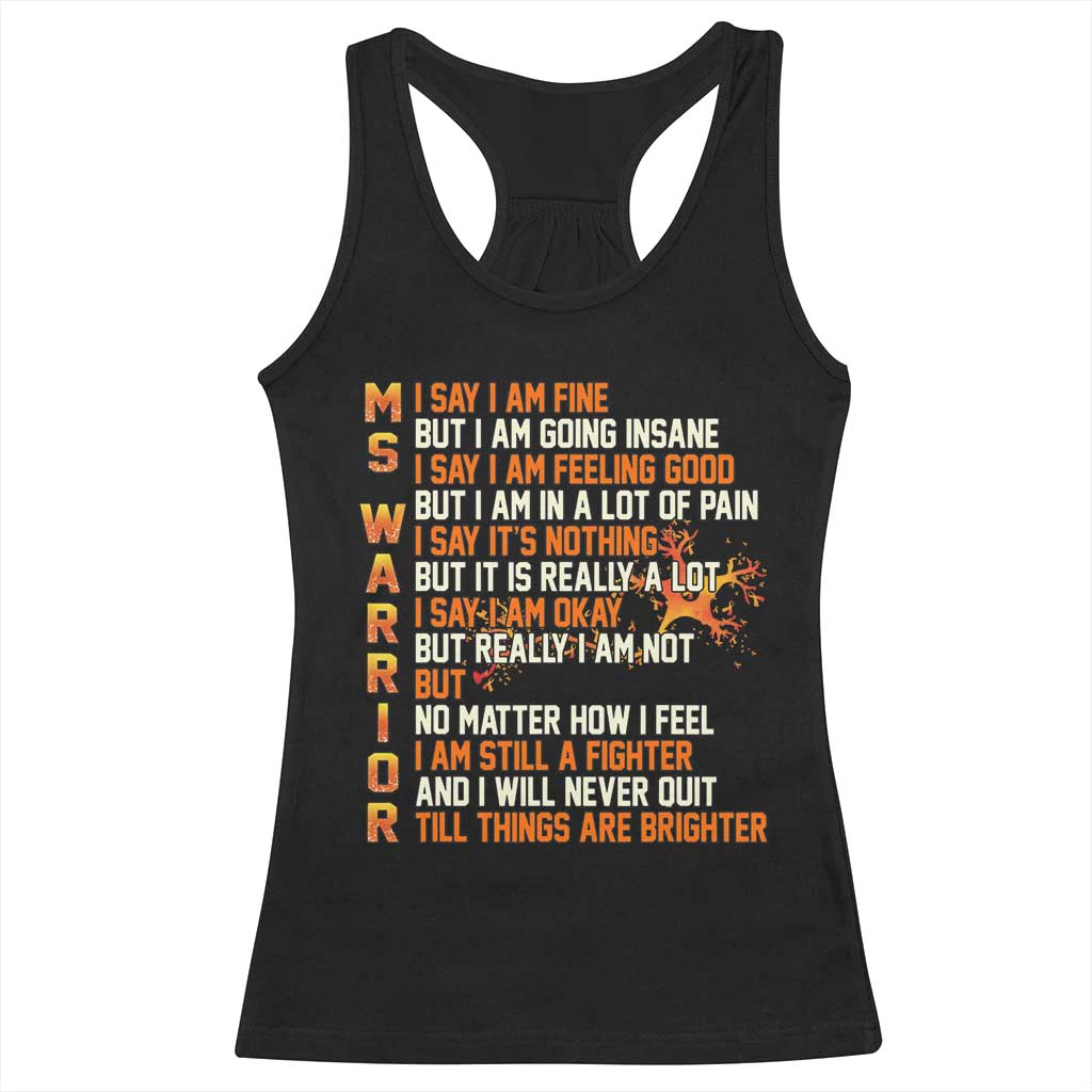 Multiple Sclerosis Awareness Racerback Tank Top Fight MS Orange Ribbon