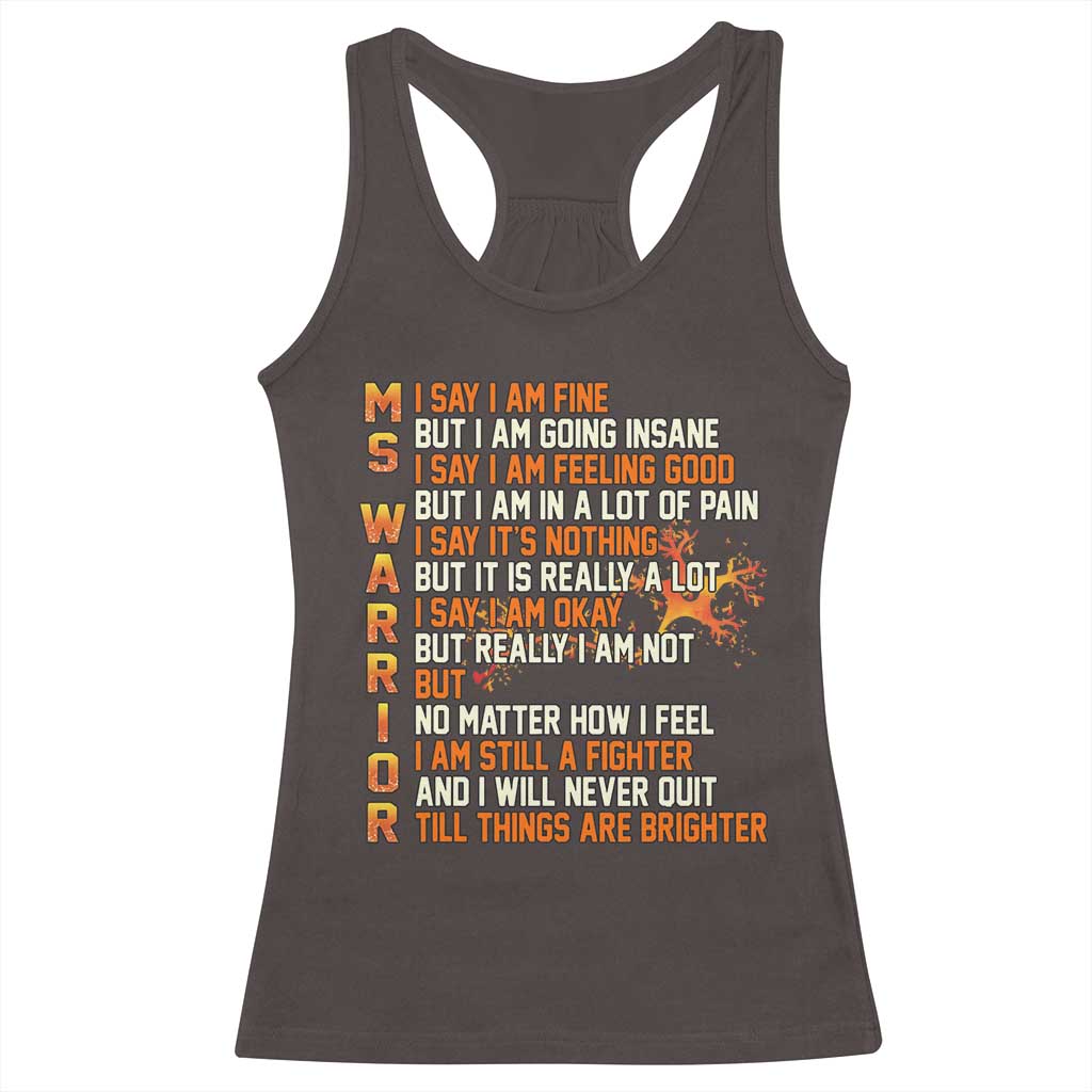 Multiple Sclerosis Awareness Racerback Tank Top Fight MS Orange Ribbon