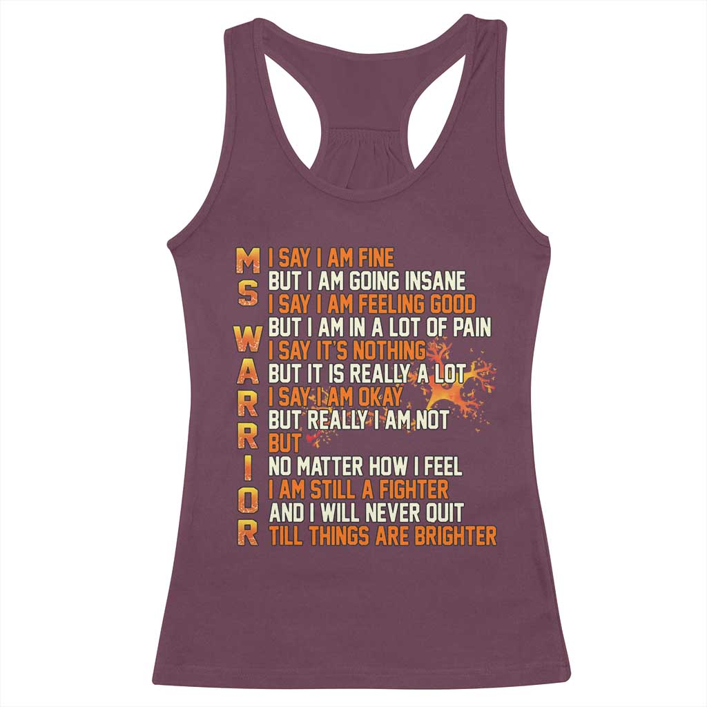 Multiple Sclerosis Awareness Racerback Tank Top Fight MS Orange Ribbon