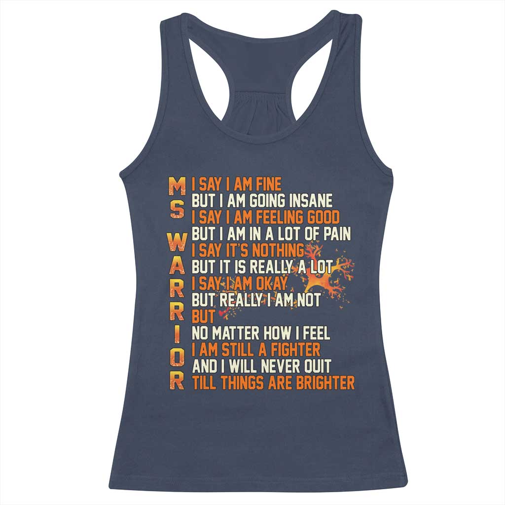 Multiple Sclerosis Awareness Racerback Tank Top Fight MS Orange Ribbon