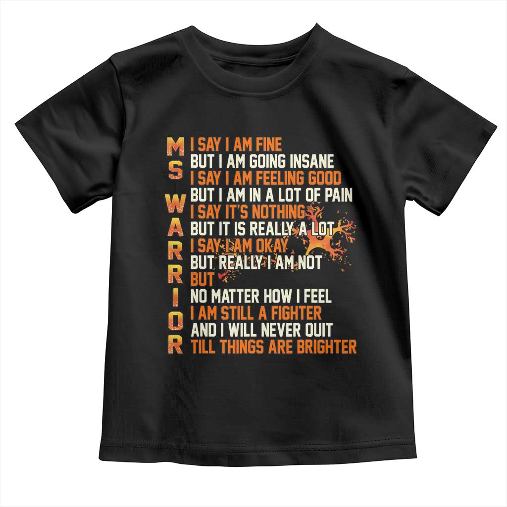 Multiple Sclerosis Awareness Toddler T Shirt Fight MS Orange Ribbon