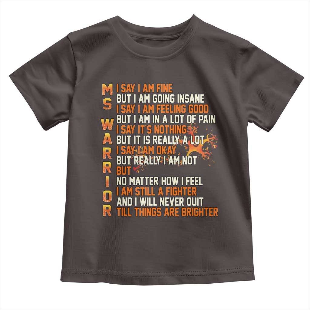 Multiple Sclerosis Awareness Toddler T Shirt Fight MS Orange Ribbon
