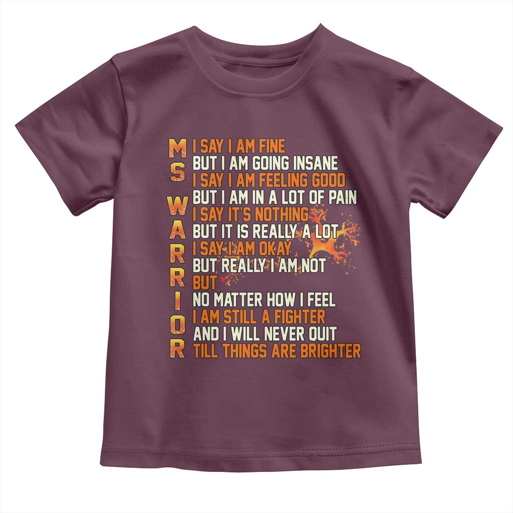 Multiple Sclerosis Awareness Toddler T Shirt Fight MS Orange Ribbon