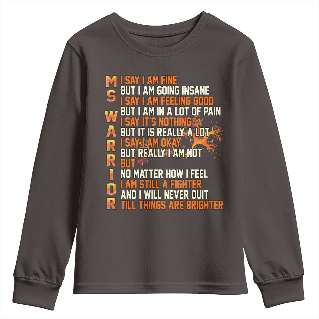Multiple Sclerosis Awareness Youth Sweatshirt Fight MS Orange Ribbon