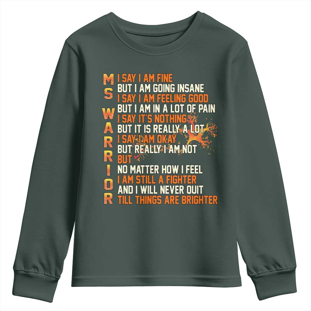 Multiple Sclerosis Awareness Youth Sweatshirt Fight MS Orange Ribbon