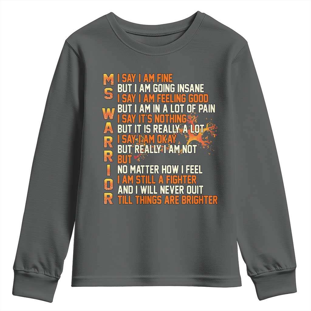 Multiple Sclerosis Awareness Youth Sweatshirt Fight MS Orange Ribbon