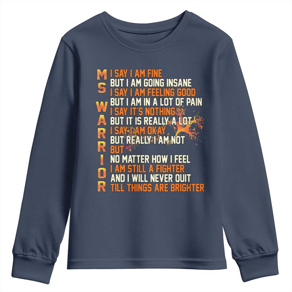 Multiple Sclerosis Awareness Youth Sweatshirt Fight MS Orange Ribbon