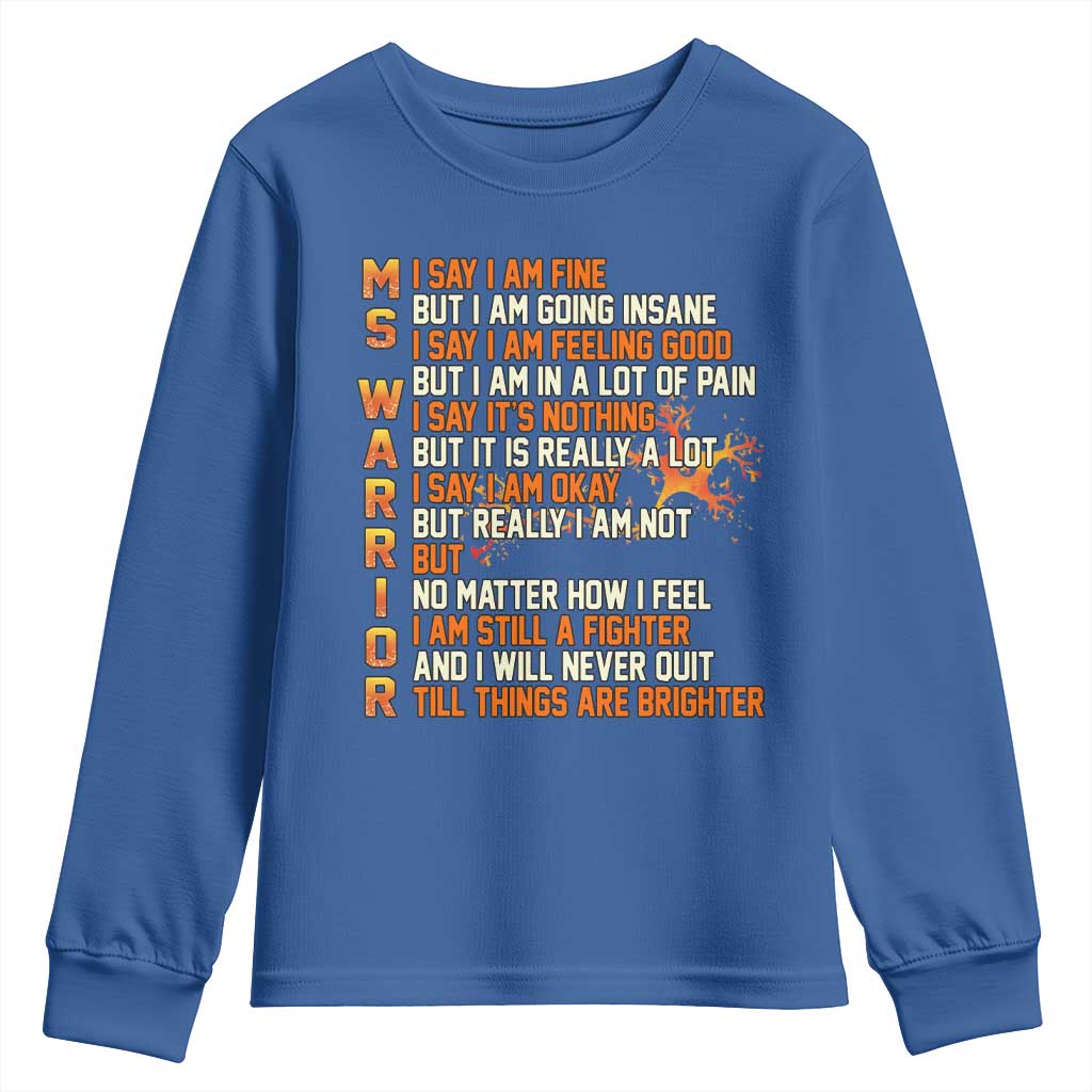 Multiple Sclerosis Awareness Youth Sweatshirt Fight MS Orange Ribbon