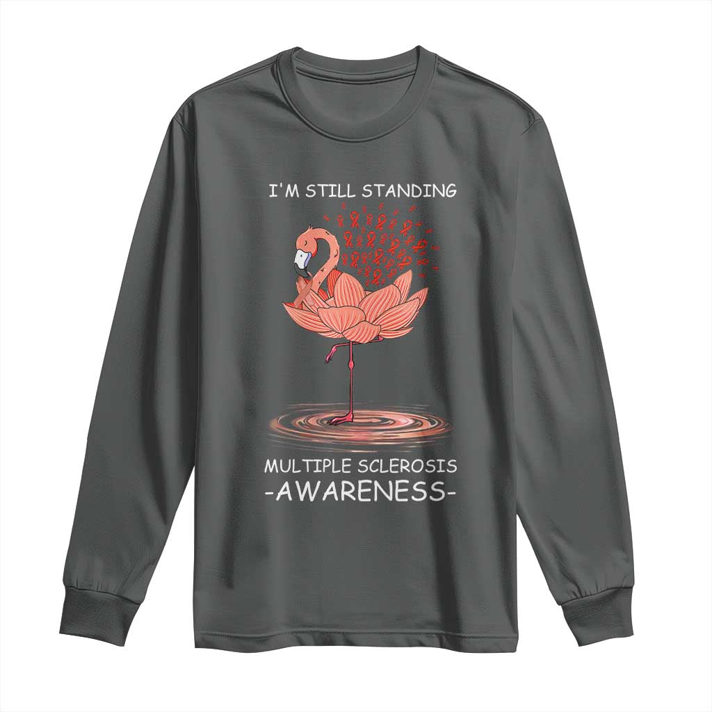 Multiple Sclerosis Survivor Long Sleeve Shirt Fight MS Orange Ribbon