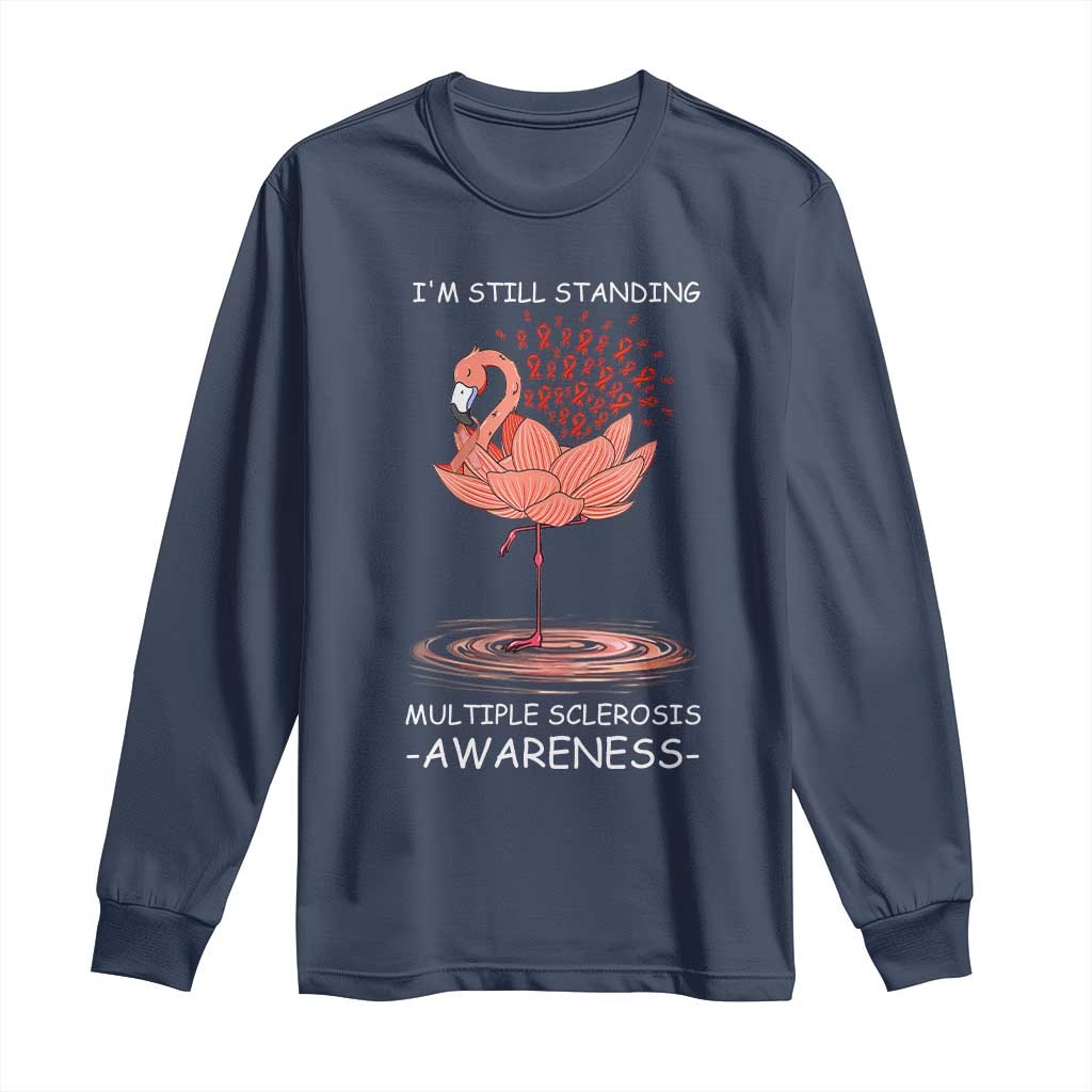 Multiple Sclerosis Survivor Long Sleeve Shirt Fight MS Orange Ribbon
