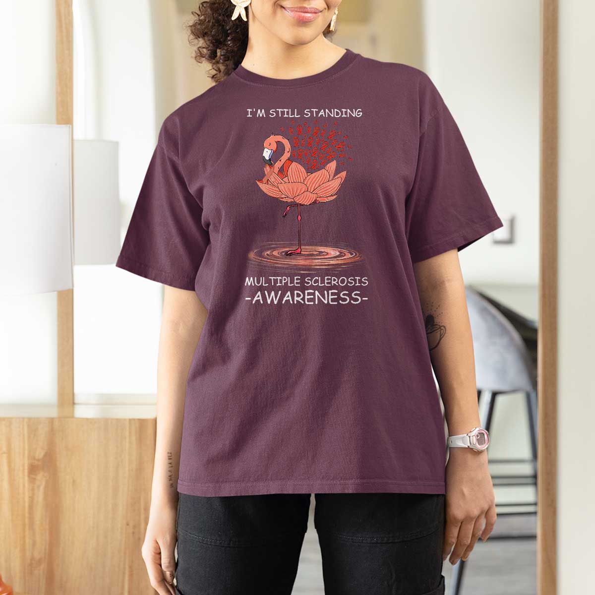 Multiple Sclerosis Survivor T Shirt For Women Fight MS Orange Ribbon