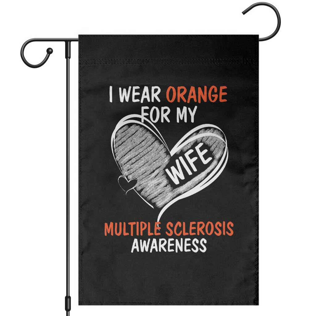 Multiple Sclerosis Awareness Garden Flag Orange Ribbon I Wear Orange For My Wife - Wonder Print Shop