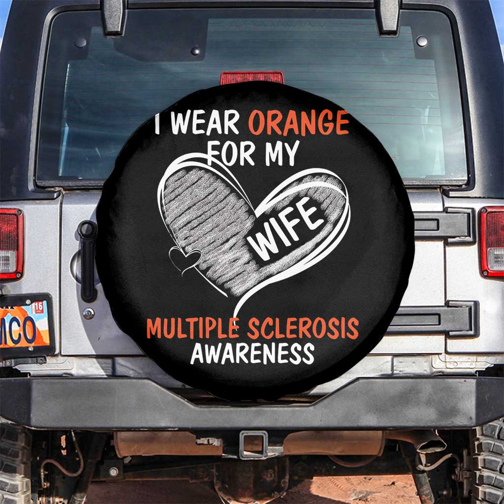 Multiple Sclerosis Awareness Spare Tire Cover Orange Ribbon I Wear Orange For My Wife