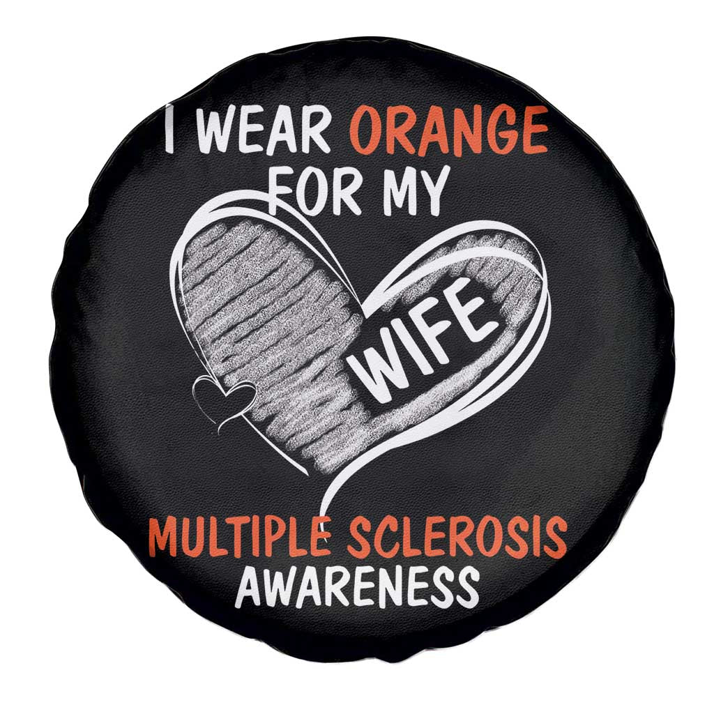 Multiple Sclerosis Awareness Spare Tire Cover Orange Ribbon I Wear Orange For My Wife