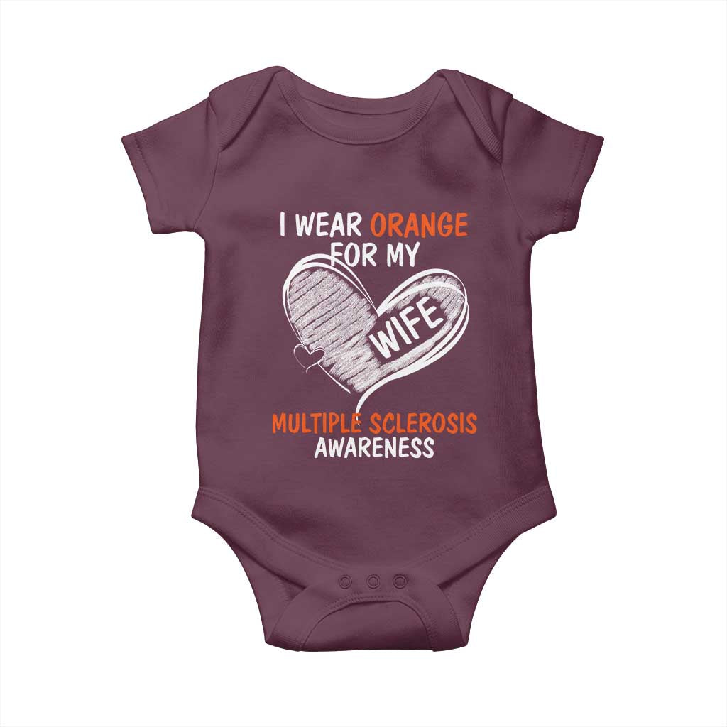 Multiple Sclerosis Awareness Baby Onesie Orange Ribbon I Wear Orange For My Wife