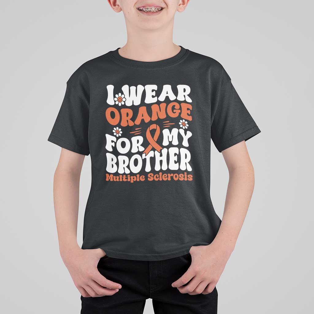 Multiple Sclerosis Awareness T Shirt For Kid Orange Ribbon I Wear Orange For My Brother Fight MS