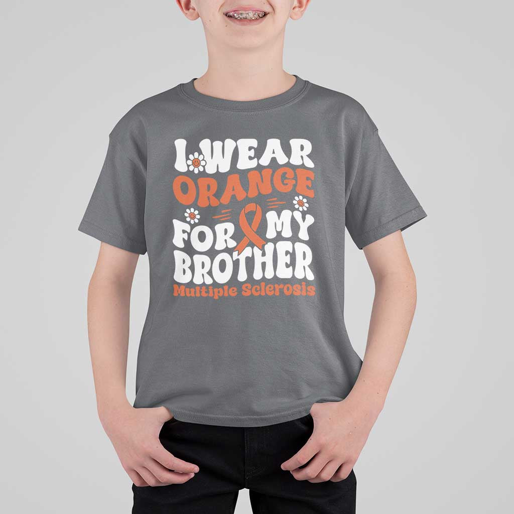 Multiple Sclerosis Awareness T Shirt For Kid Orange Ribbon I Wear Orange For My Brother Fight MS