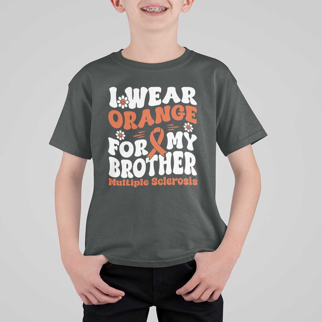 Multiple Sclerosis Awareness T Shirt For Kid Orange Ribbon I Wear Orange For My Brother Fight MS