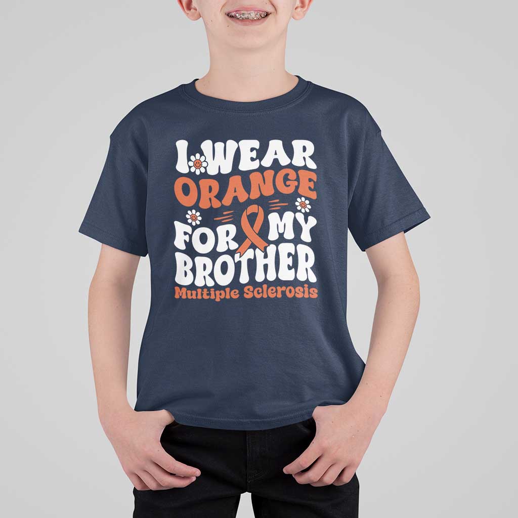 Multiple Sclerosis Awareness T Shirt For Kid Orange Ribbon I Wear Orange For My Brother Fight MS