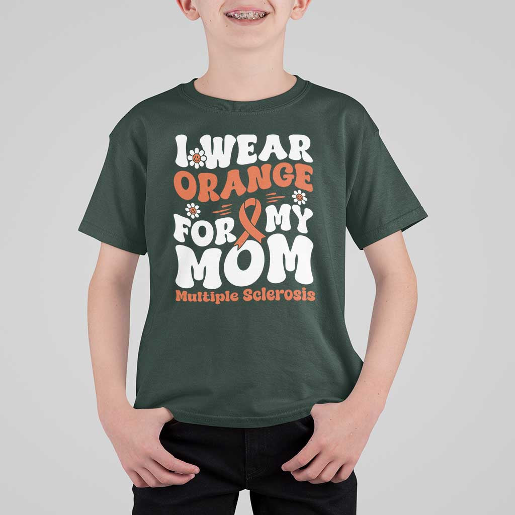 Multiple Sclerosis Awareness T Shirt For Kid Orange Ribbon I Wear Orange For My Mom Fight MS