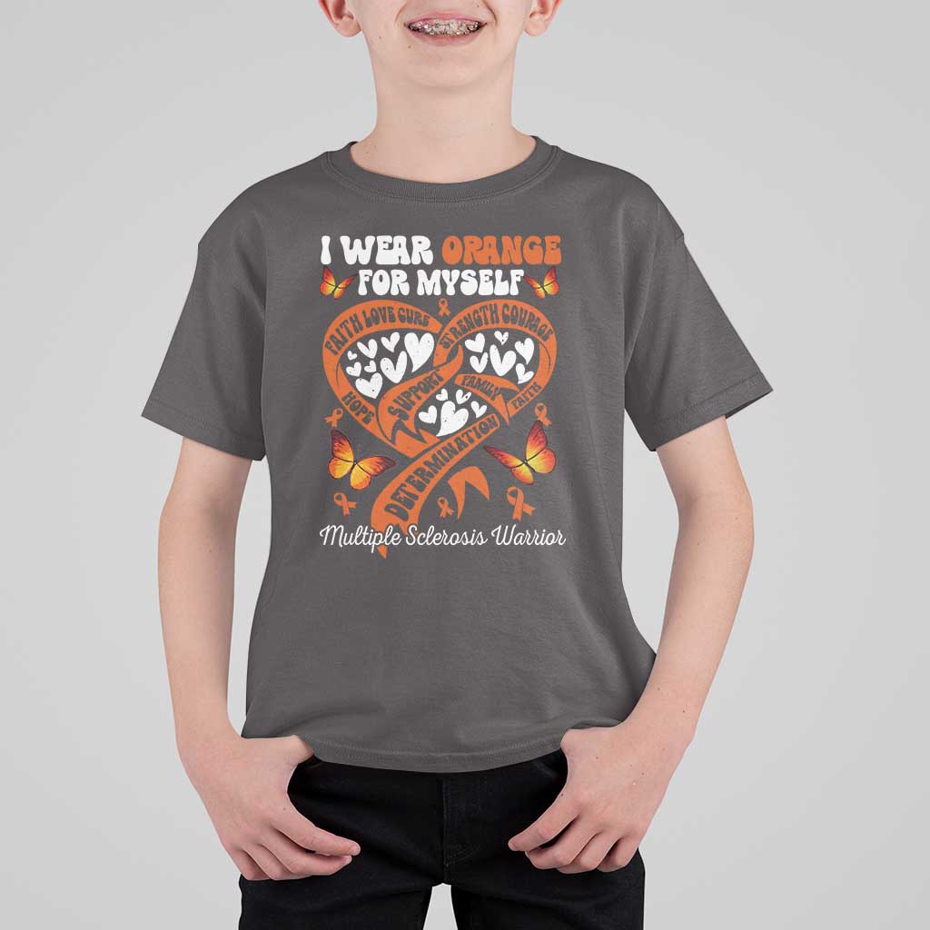 Multiple Sclerosis Awareness T Shirt For Kid I Wear Orange For Myself MS Warrior