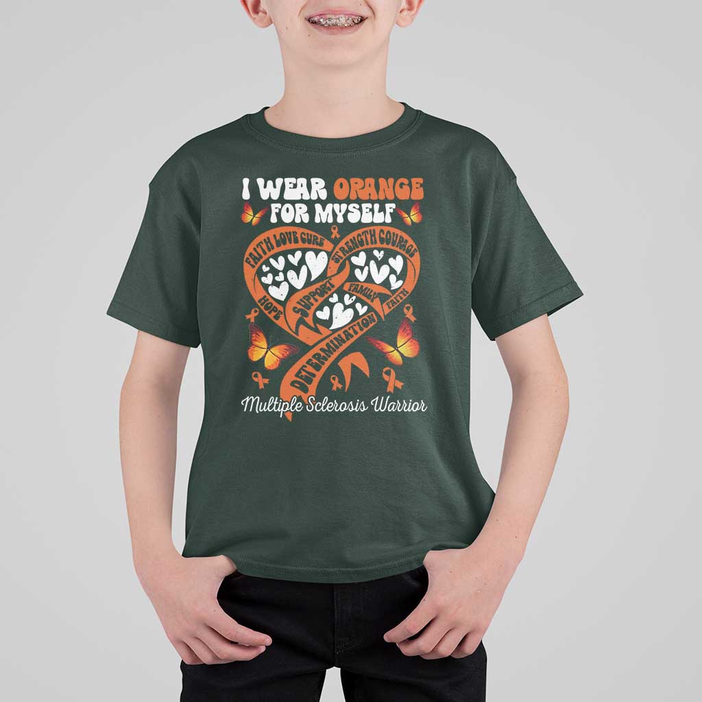 Multiple Sclerosis Awareness T Shirt For Kid I Wear Orange For Myself MS Warrior