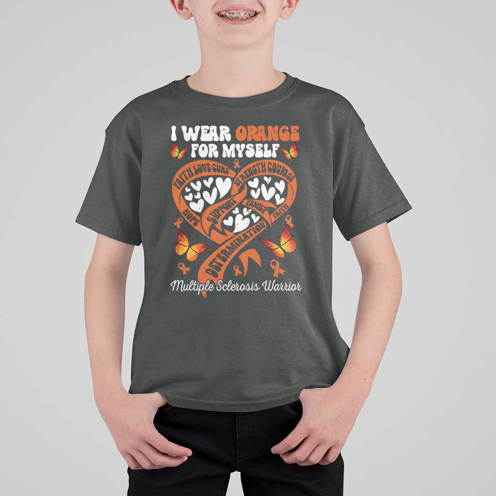 Multiple Sclerosis Awareness T Shirt For Kid I Wear Orange For Myself MS Warrior