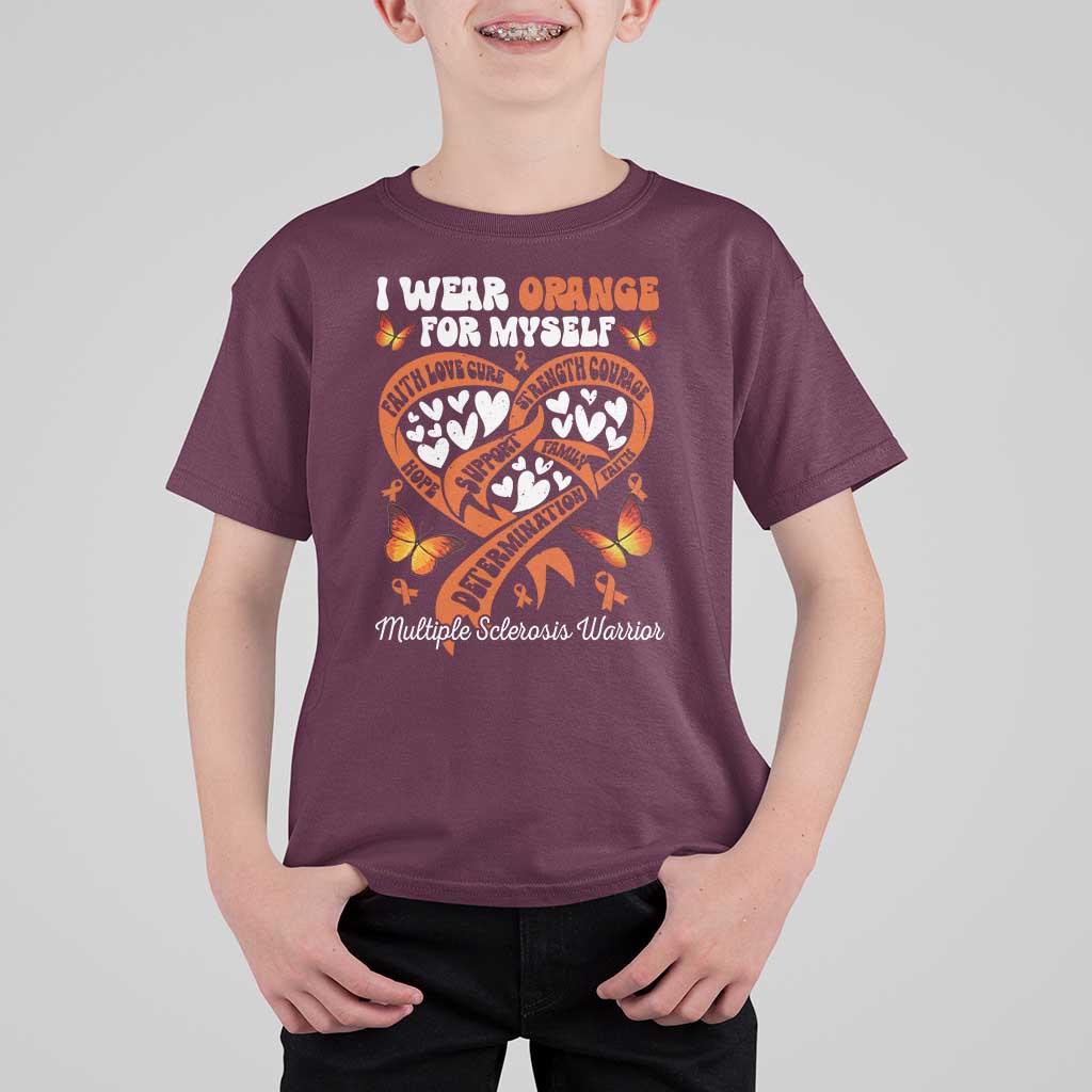 Multiple Sclerosis Awareness T Shirt For Kid I Wear Orange For Myself MS Warrior