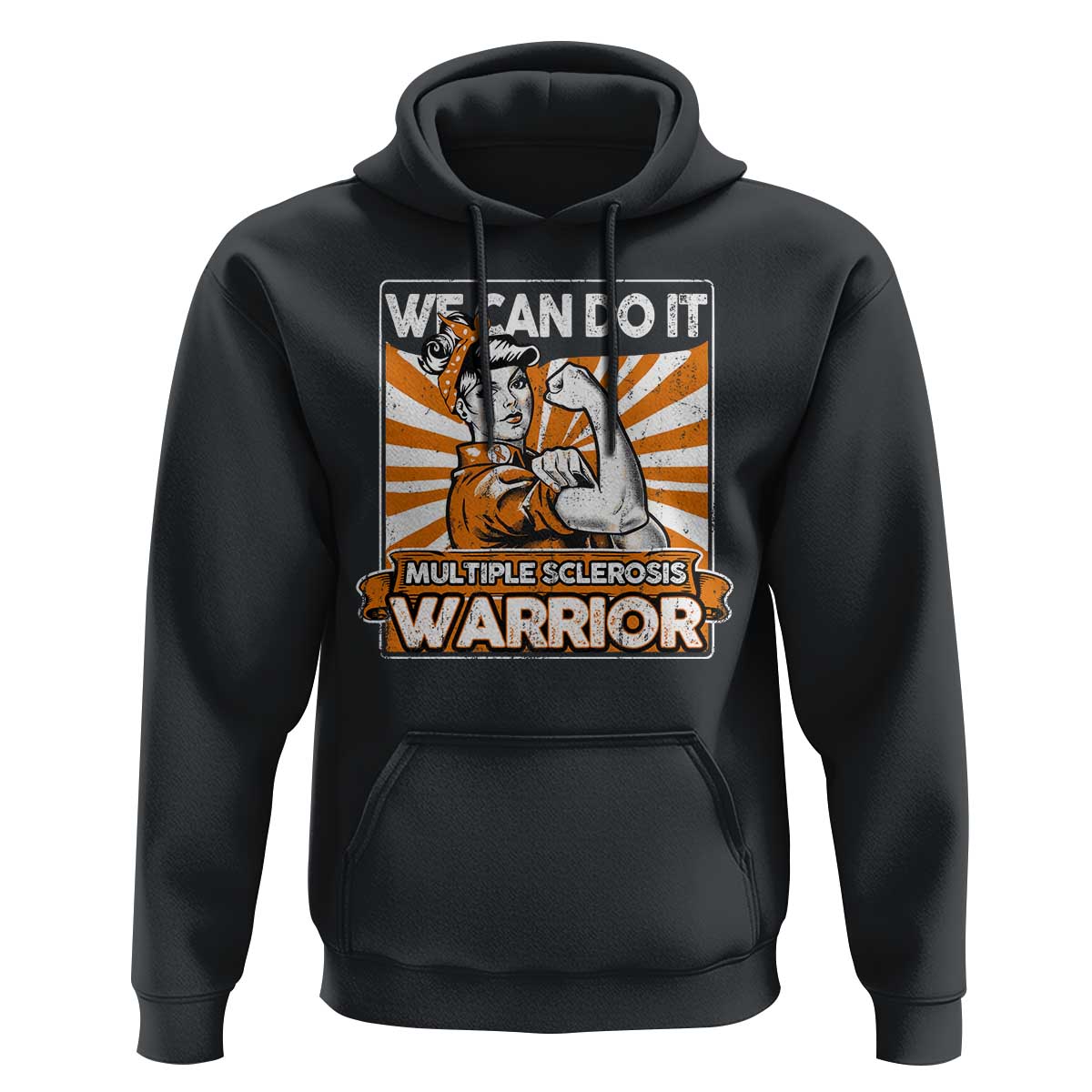 Multiple Sclerosis Awareness Hoodie Orange Ribbon MS Warrior Support Squad