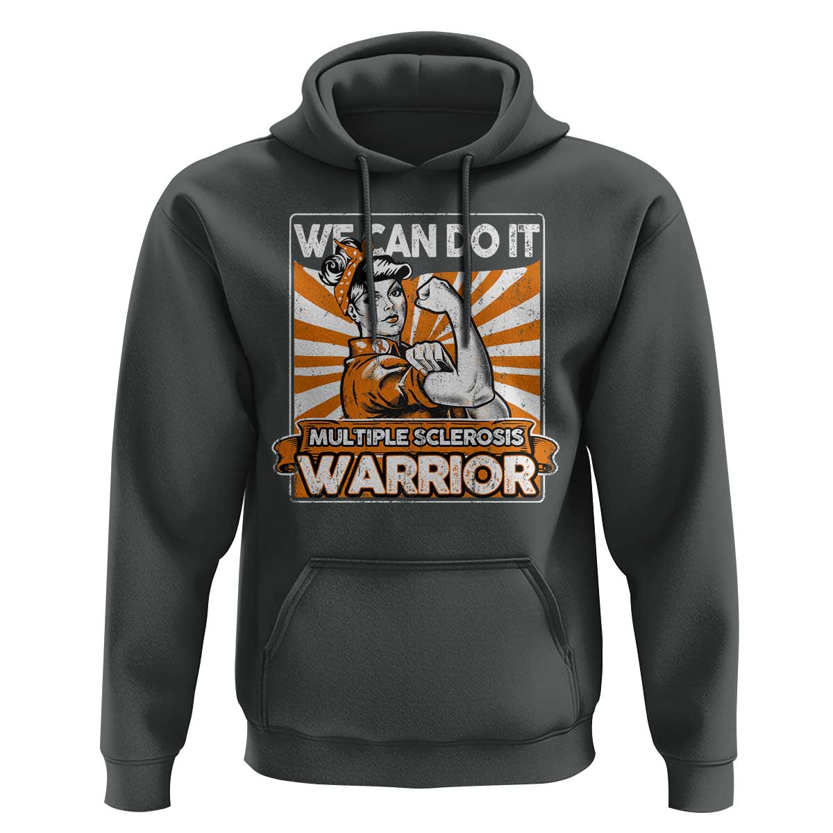 Multiple Sclerosis Awareness Hoodie Orange Ribbon MS Warrior Support Squad