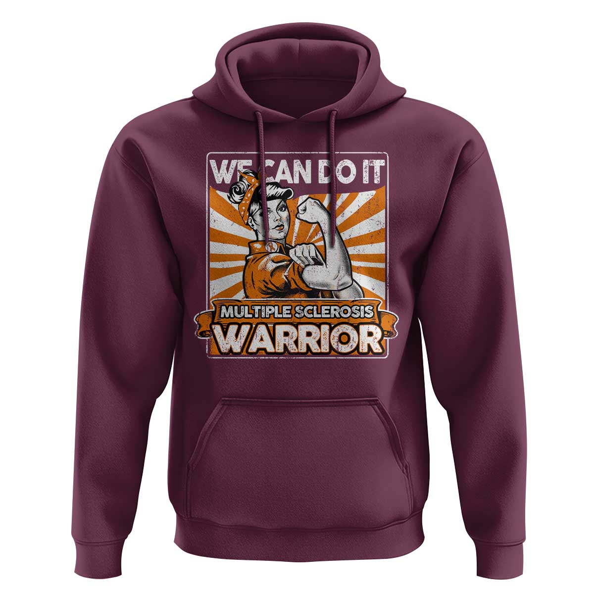 Multiple Sclerosis Awareness Hoodie Orange Ribbon MS Warrior Support Squad