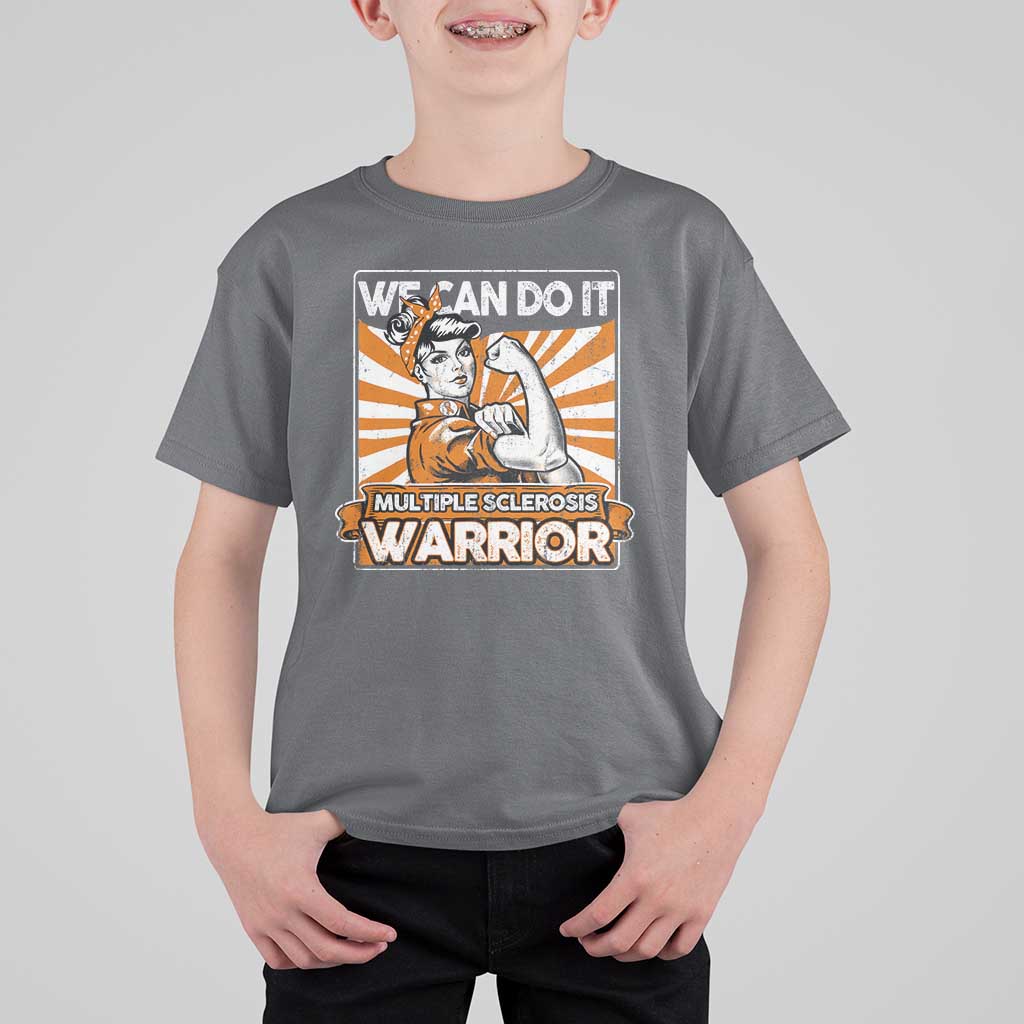 Multiple Sclerosis Awareness T Shirt For Kid Orange Ribbon MS Warrior Support Squad