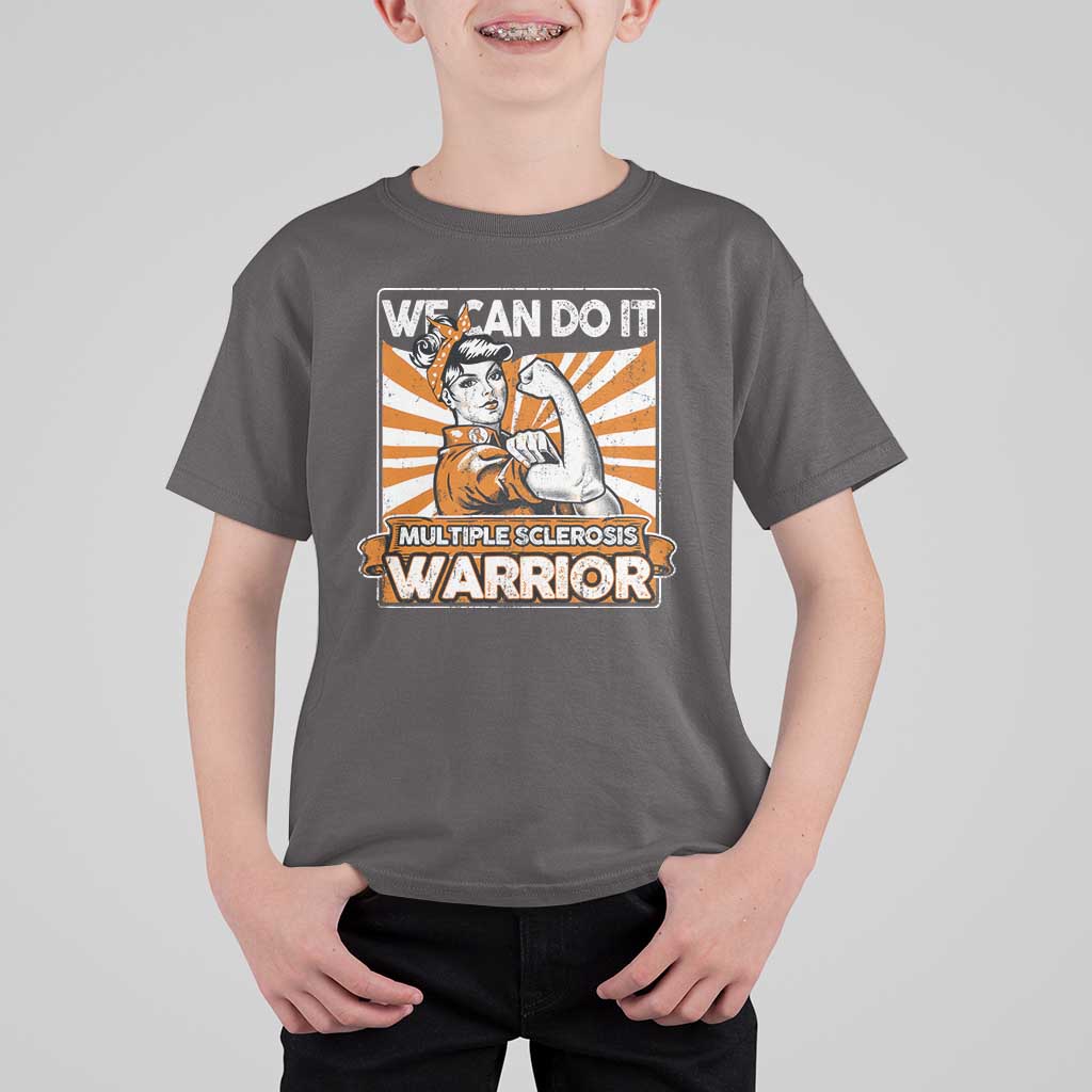 Multiple Sclerosis Awareness T Shirt For Kid Orange Ribbon MS Warrior Support Squad