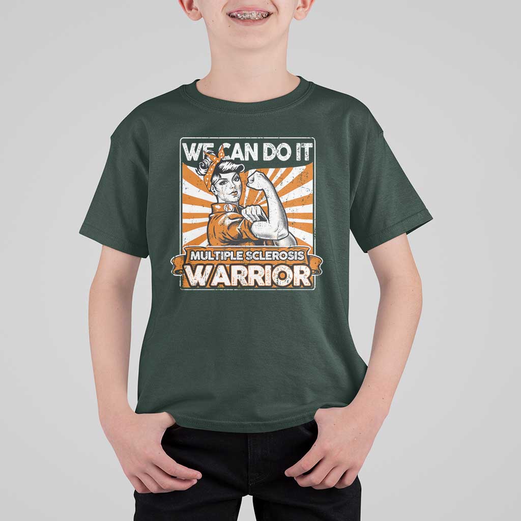 Multiple Sclerosis Awareness T Shirt For Kid Orange Ribbon MS Warrior Support Squad