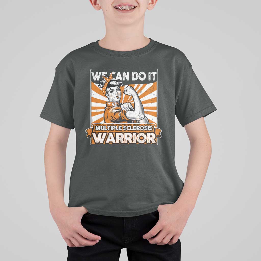 Multiple Sclerosis Awareness T Shirt For Kid Orange Ribbon MS Warrior Support Squad