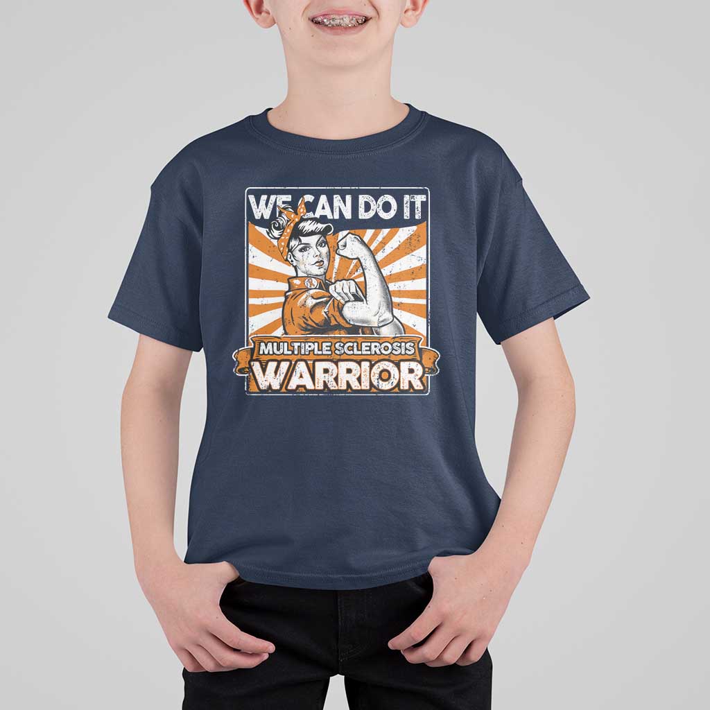 Multiple Sclerosis Awareness T Shirt For Kid Orange Ribbon MS Warrior Support Squad