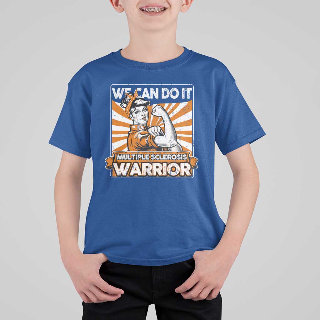 Multiple Sclerosis Awareness T Shirt For Kid Orange Ribbon MS Warrior Support Squad