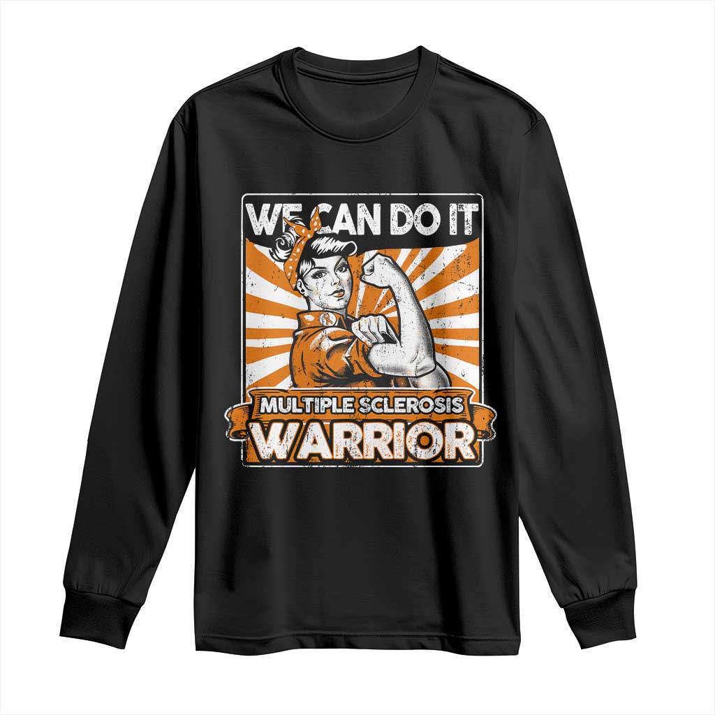 Multiple Sclerosis Awareness Long Sleeve Shirt Orange Ribbon MS Warrior Support Squad