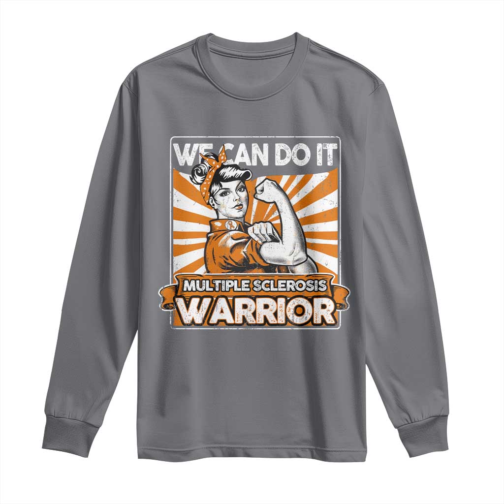 Multiple Sclerosis Awareness Long Sleeve Shirt Orange Ribbon MS Warrior Support Squad