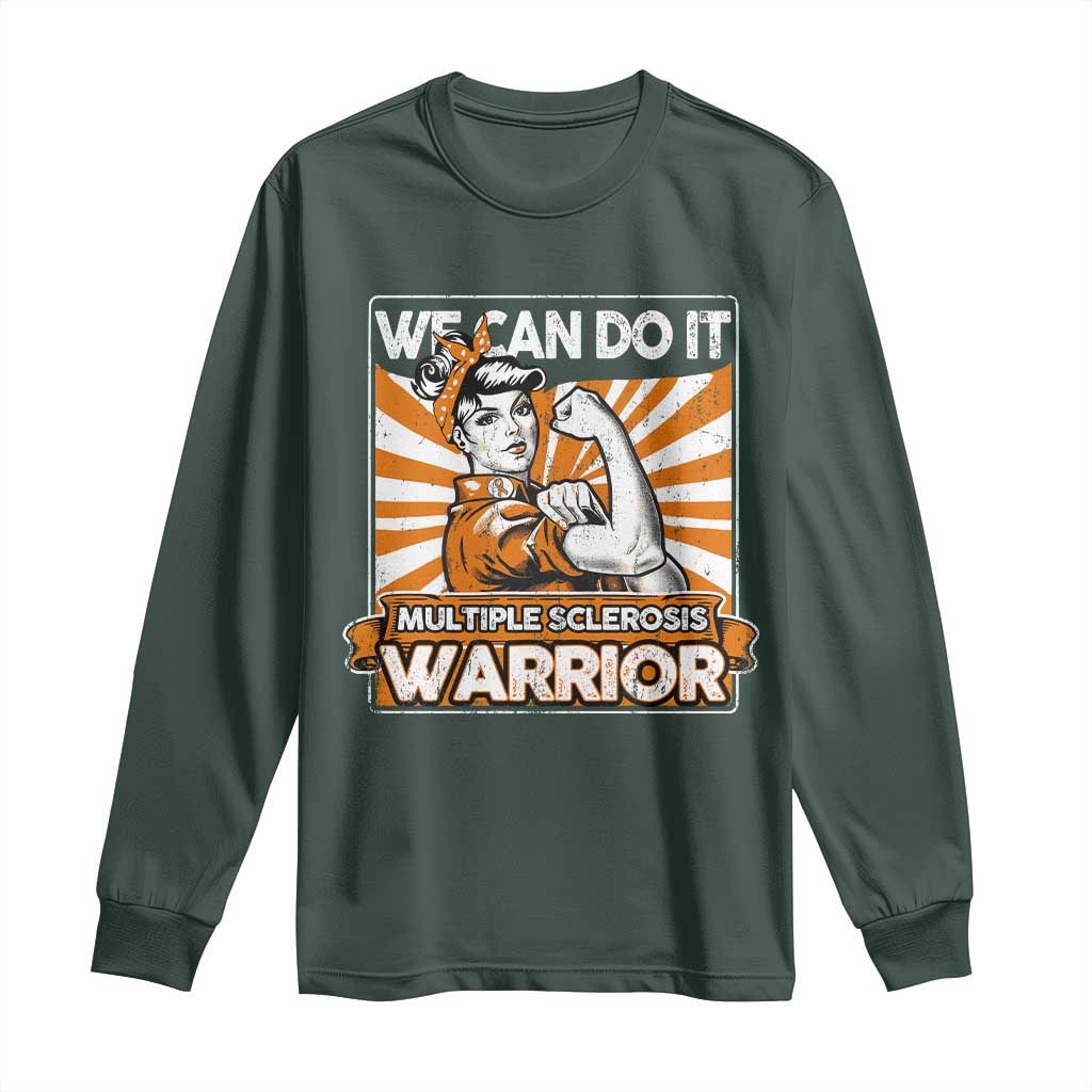 Multiple Sclerosis Awareness Long Sleeve Shirt Orange Ribbon MS Warrior Support Squad